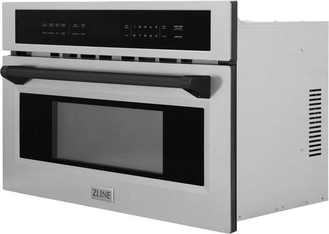 ZLINE Autograph Edition 30" 1.6 Cu. Ft. Stainless Steel Built-In Convection Microwave Oven with Matte Black Accents-2