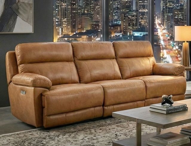 Steve Silver Co. Gatlin 3-Piece Brown Leather Dual-Power Reclining Sofa-1