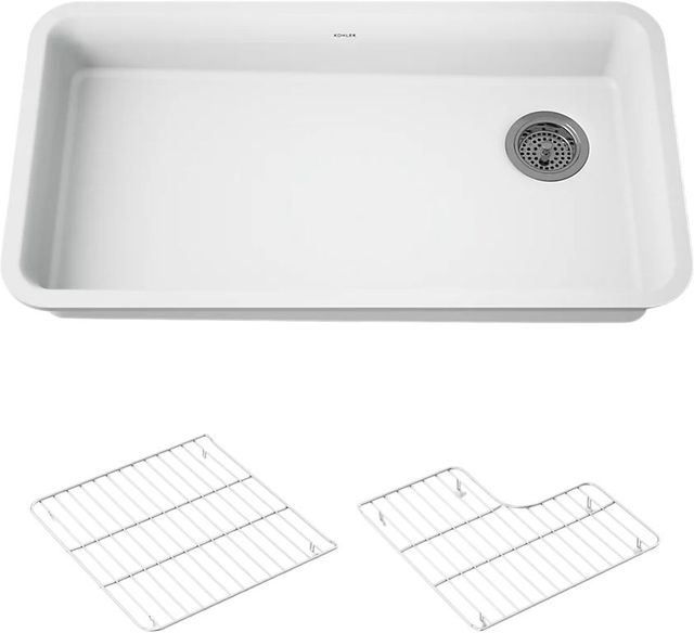 KOHLER® Cairn® Matte White 33" Undermount Single-Bowl Kitchen Sink-0