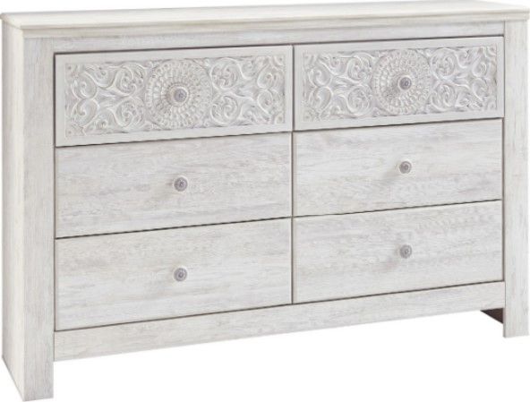 Signature Design by Ashley® Paxberry 5-Piece Whitewash King Panel Bed Set-2