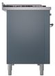 Ilve® Nostalgie II Noblesse 48'' Blue Gray Pro Style Dual Fuel Range with Chrome Trim-2