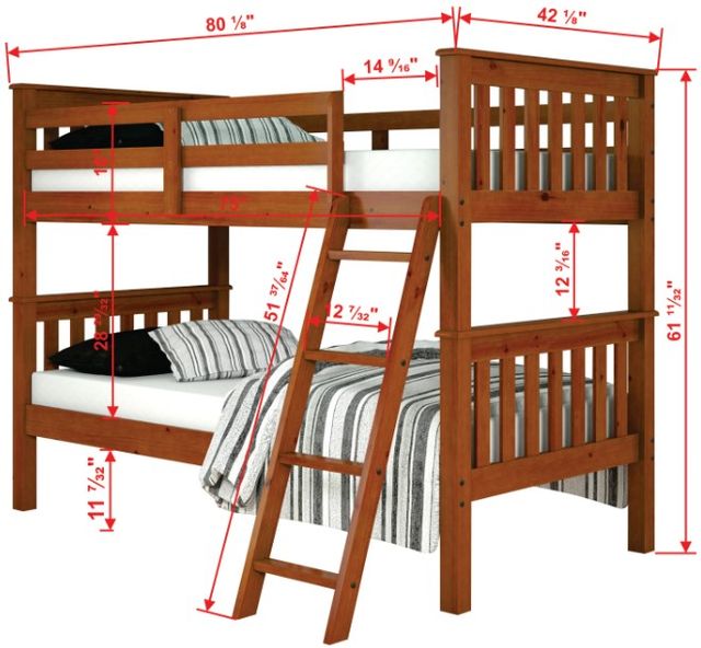 Donco Kids San Antonio Mission Light Espresso Youth Twin/Twin Bunkbed-2