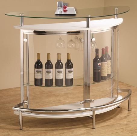 Coaster® Amarillo White/Chrome 2-Tier Bar Unit-1