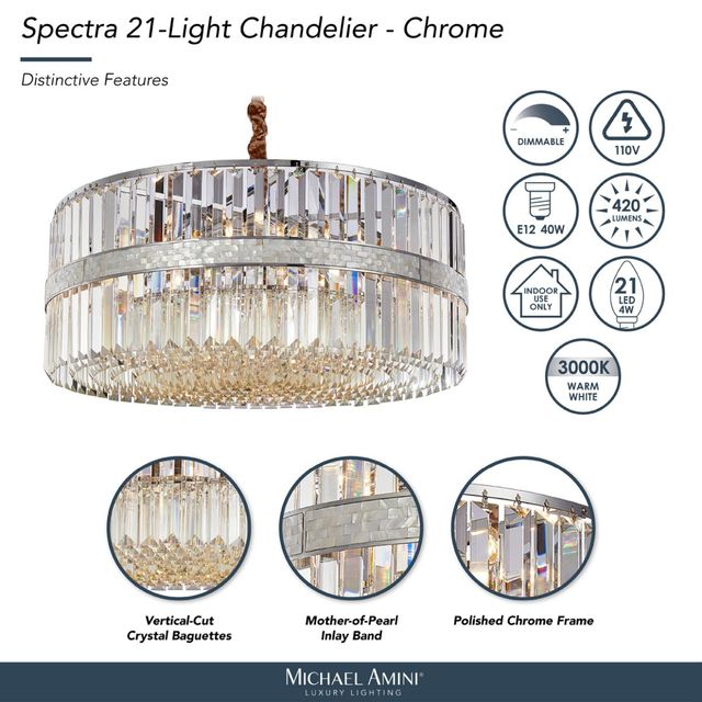 Michael Amini® Spectra Chrome 21-Light Chandelier-3