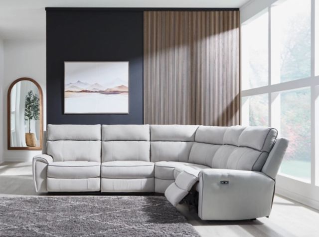 Signature Design by Ashley® Grafton Pike 5-Piece Ash/Pearl Power Reclining Sectional-4