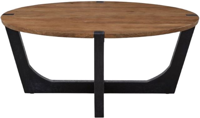 Signature Design by Ashley® Hanneforth Brown Coffee Table with Black Base-1