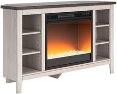 Signature Design by Ashley® Dorrinson Two-Tone Corner TV Stand with Electric Fireplace Insert