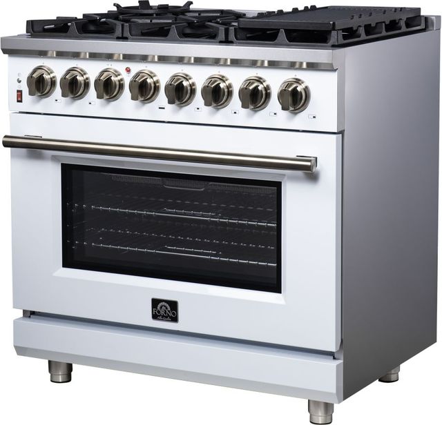 FORNO® Massimo Series Alta Qualita 36" White Pro Style Dual Fuel Range-3