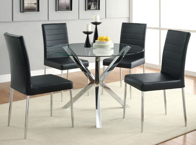 Coaster® Vance Glass Top Dining Table With X-Cross Base Chrome-2