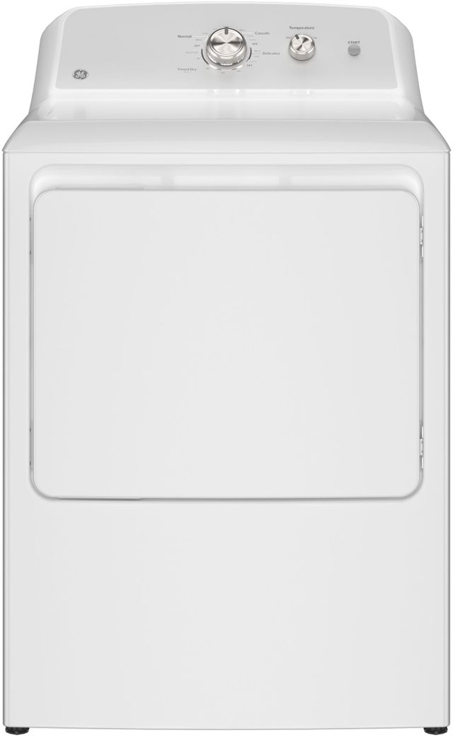 GE® 7.2 Cu. Ft. White with Silver Matte Backsplash Electric Dryer-0