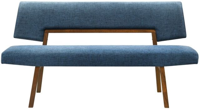 Armen Living Channell Blue/Walnut Upholstered Dining Bench-3
