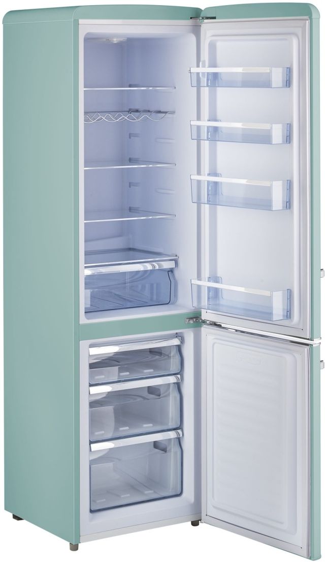 Unique® Appliances Classic Retro 8.7 Cu. Ft. Ocean Mist Turquoise Counter Depth Bottom Freezer Refrigerator-2