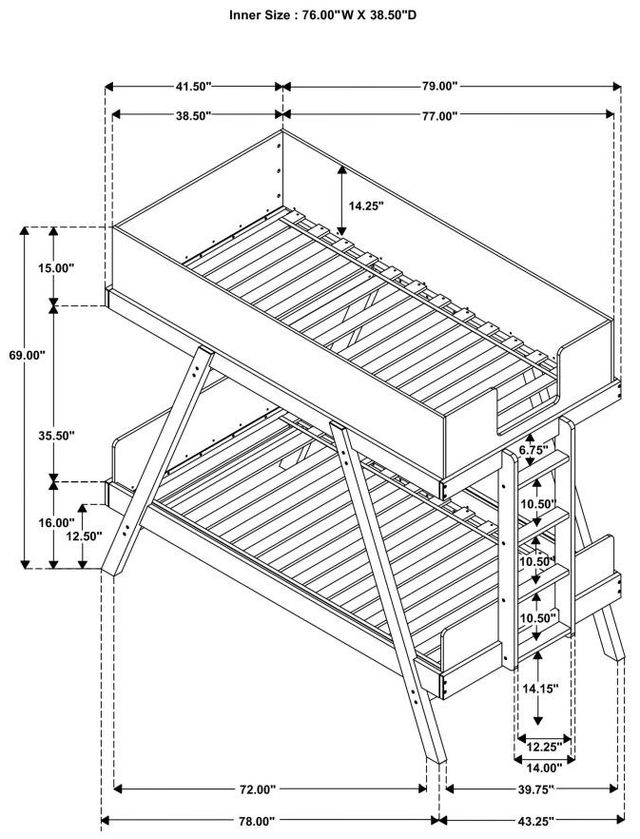 Coaster® Frankie Natural/White Twin Over Twin Bunk Bed -1