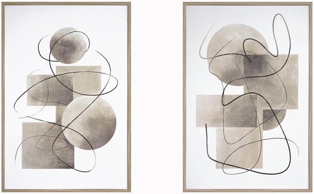 Classy Living 2-Piece Modern Minimalist Linear Duo Wall Art Set-0