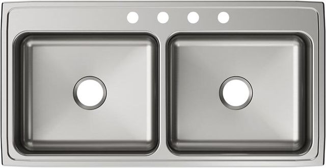 Elkay Lustertone® Classic Lustrous Satin 43" x 22" x 10-1/8" 4-Hole Equal Double Bowl Drop-In Sink-1