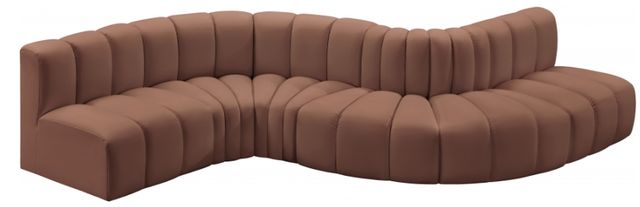 Meridian Furniture Arc 6-Piece Cognac Leather Sectional-0