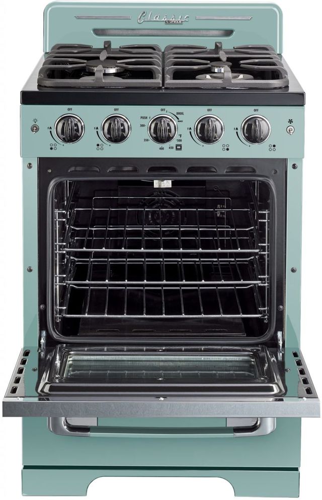 Unique® Appliances Classic Retro 24" Ocean Mist Turquoise Freestanding Gas Range-1