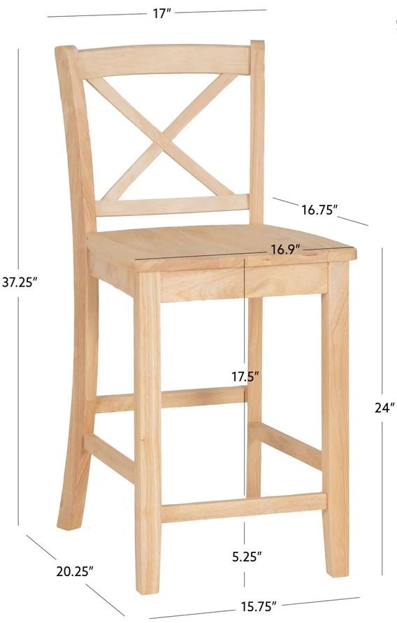 Linon Torino Unfinished X-Back Counter Stool-2