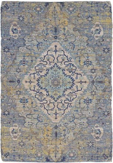 KAS Rugs Morris Blue/Yellow Gramercy 5'x7' Area Rug-0