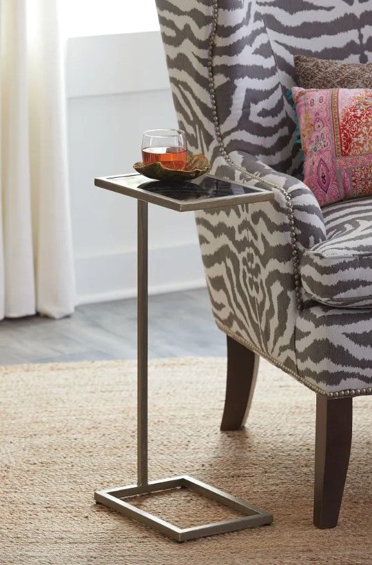 Hammary® Hidden Treasures Glass Top Deco Glass C Table with Silver Base-1