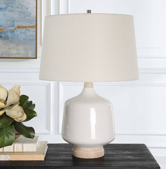 Uttermost® Opal Gloss Beige/White Table Lamp-1