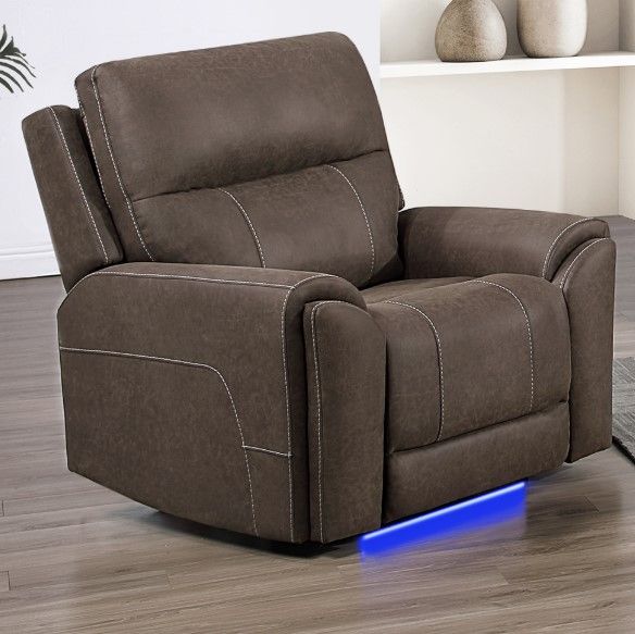 New Classic® Home Furnishings Gaia Sable Power Auto Glider Recliner with Power Headrest and Footrest-1