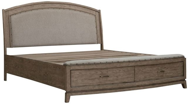 Liberty Furniture Avalon Coffee Bean Upholstered Queen Panel Storage Bed
