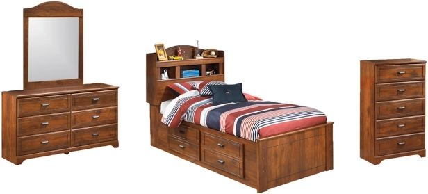 Signature Design by Ashley® Barchan 4-Piece Medium Brown Twin Bookcase Storage Bed Set-0