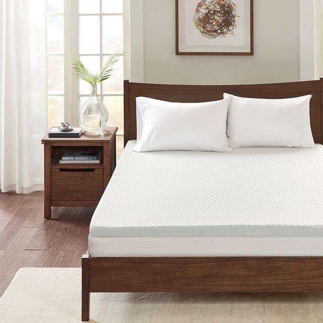Olliix by Sleep Philosophy White 2" King Gel Memory Foam All Season Reversible Hypoallergenic Cooling Mattress Topper-0