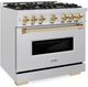 ZLINE Classic Autograph Edition 36" Satin Stainless Steel Pro Style Dual Fuel Range with Polished Gold Accents-2