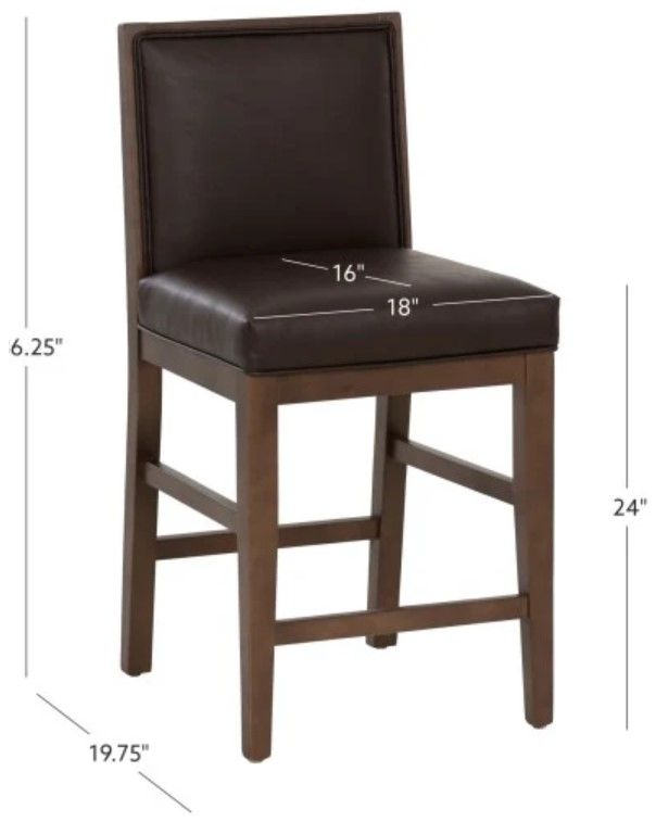 Linon Ramsey 2-Piece Brown Counter Stool-2