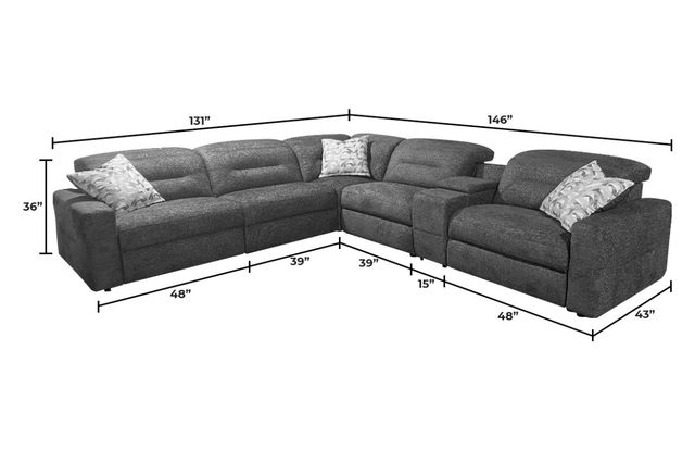 Alexandra Home Smoke 6pc Modern Reclining Sectional-KIT8933 SMOKE-1