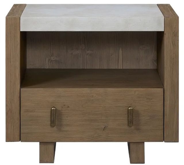Bernards Moden Tea Nightstand with Cement Top-1