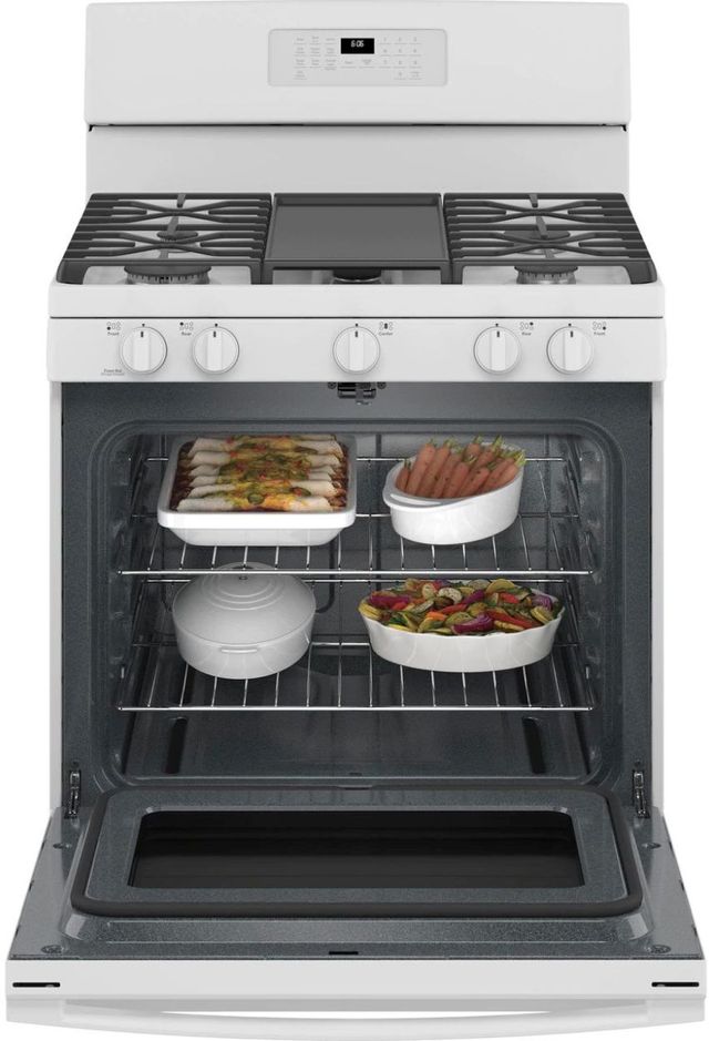 GE® 30" White Free Standing Natural Gas Range-2