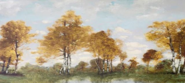 Stylecraft Golden Tree Pond IV Blue/Brown/Green/White/Yellow Wall Art-1