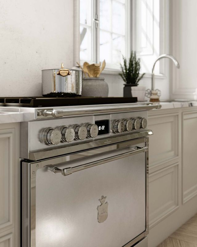 Officine Gullo Dolce Vita 36" Stainless Steel Pro Style Dual Fuel Range with Solid Door-2