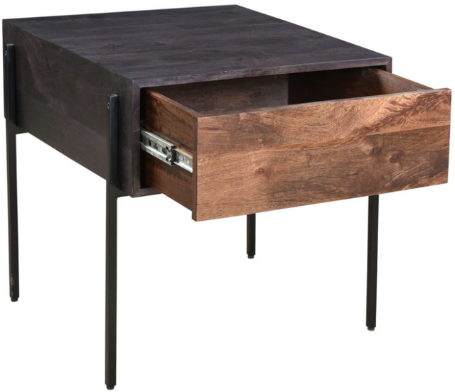 Moe's Home Collection Tobin Brown Side Table with  Iron Base-2