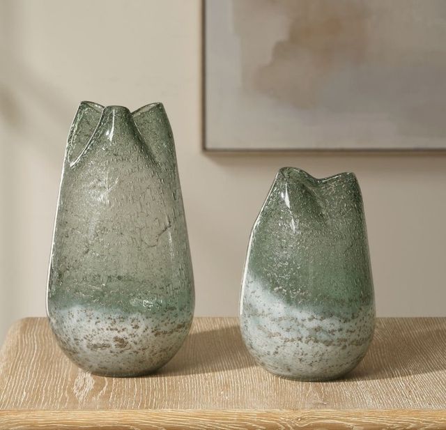 Uttermost® Chianti 2-Piece Bluish-Green/Milky White Vase Set-3