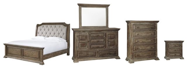 Signature Design by Ashley® Wyndahl 5-Piece Brown California King Panel Bed Set-0