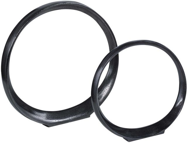 Uttermost® Orbits 2-Piece Black Ring Sculptures Set-4