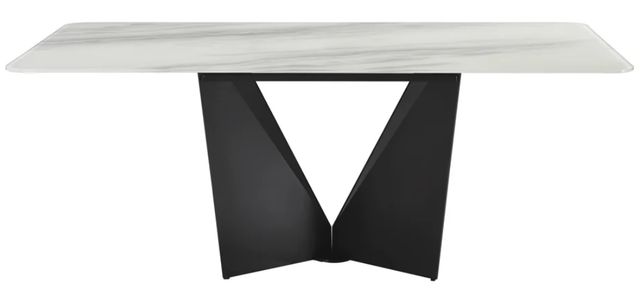 Armen Living Olivia White Top Dining Table with Black Base-3