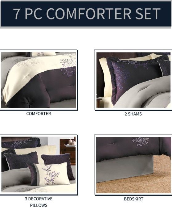 Hallmart Collectibles Glenberry Purple 7-Piece Queen Comforter Set-4
