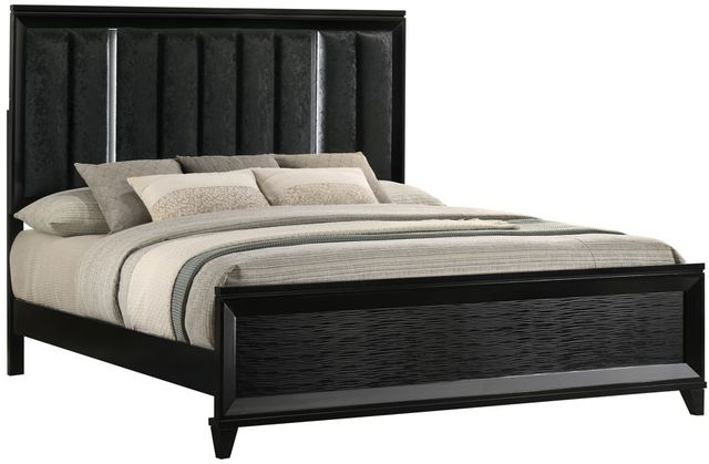 Crown Mark Cressida Black Queen Upholstered Panel Bed-0
