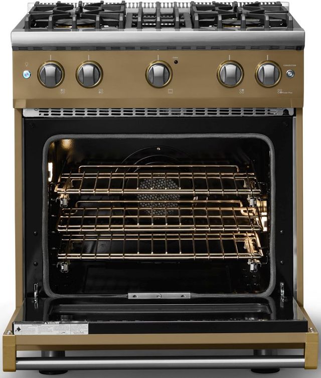 Viking® 5 Series 30" Golden Hour Pro Style Gas (LP) Range with Brushed Brass Trim-1