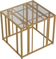 Coaster® Adri Glass Top End Table with Matte Brass Metal Frame 