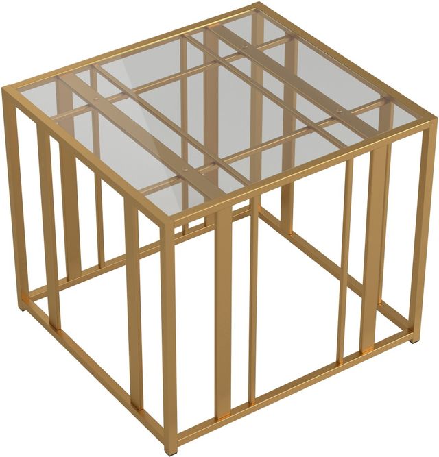 Coaster® Adri Glass Top End Table with Matte Brass Metal Frame 