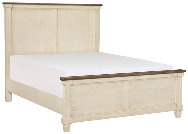 Homelegance® Weaver Antique White/Rosy Brown Queen Panel Bed-0