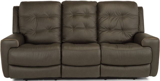 Flexsteel® Wicklow Black Power Reclining Sofa with Power Headrests-1