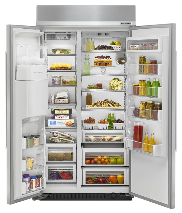 KitchenAid® 25.0 Cu. Ft. Stainless Steel with PrintShield™ Finish Built In Side-By-Side Refrigerator-2