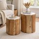 Stylecraft 2-Piece White Side Table with Natural Base Set-1
